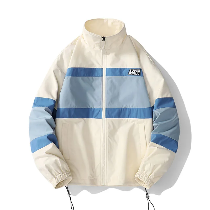 

New Men Spring/Autumn Leisure Jacket Bomber Jacket Loose Fashion Men's Stand Collar Color Matching Outdoor Jacket Baseball Cloth