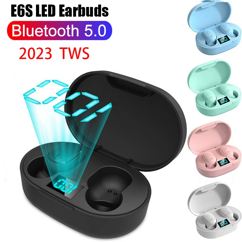 

E6S TWS Fone Bluetooth Earphones Wireless Headphones LED Display Noise Cancelling Earbuds with Mic Wireless PK E7 A6 Y30 Y50 I7
