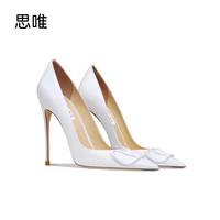 Star Style Luxury V Brand Metal Button Classics Pumps White Matte Women'S High Heels Shoes Thin Heel 8cm10cm Sexy Wedding Shoes
