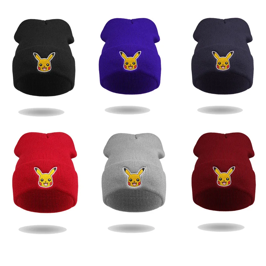 

Anime Figure Pokemon Go Knitted Hat Pikachu Hip Hop Boy Girl Caps Winter Kids Hats Children Toys Christmas Gifts