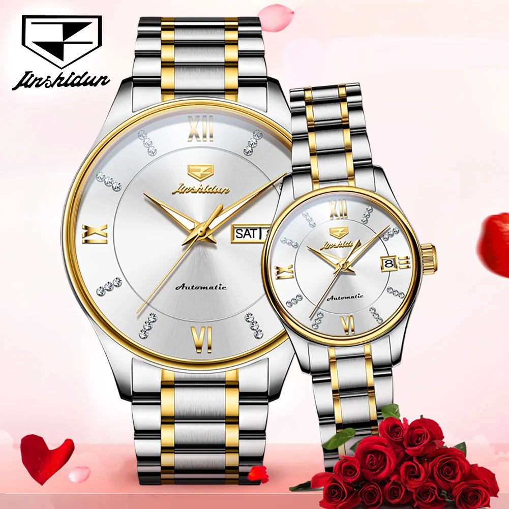 TAXAU Couple Watches Luxury Automatic Mechanical Watch Stainless Steel Waterproof Watches For Women And Men Clock Lover Gift