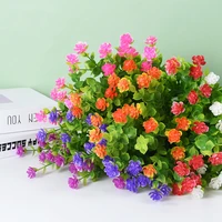 12pcs mini plants plastic artificial flowers for indoor outdoor hanging garden porch fake flower home wedding decoration plants