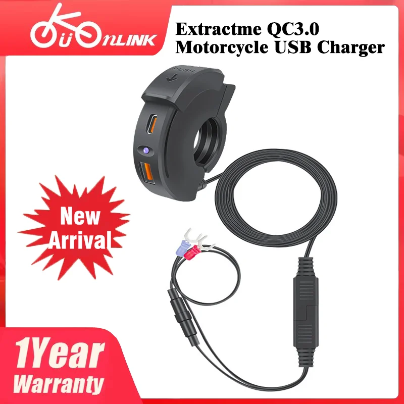 Устройство для быстрой зарядки на руль мотоцикла 30 Вт с USB-портом