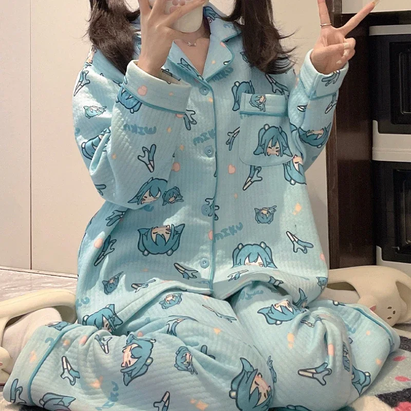 Милые милые женские пижамы в стиле аниме Hatsune Miku кавайный свободный кардиган с