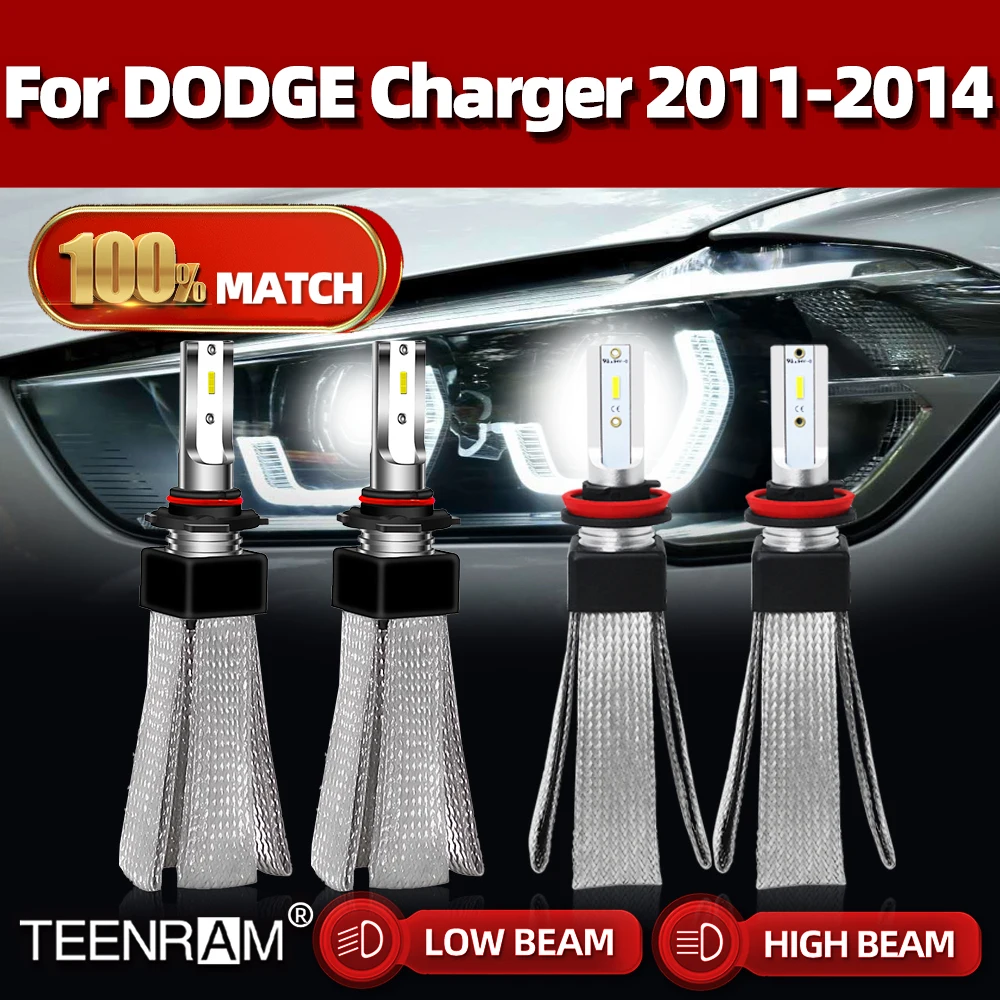 40000LM LED Headlights 9005 HB3 H11 Auto Lamp 12V 6000K High Low Beam Car Headlamps For DODGE Charger 2011 2012 2013 2014