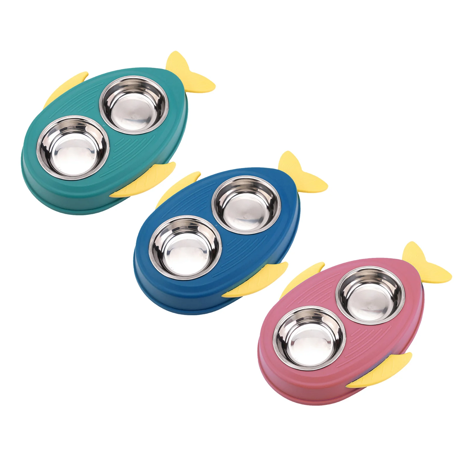 

Double Dog Water and Food Bowls Stainless Steel Pet Feeder Plate Kitten Small Medium Dogs Cats Waterer Home Pet Dispenser