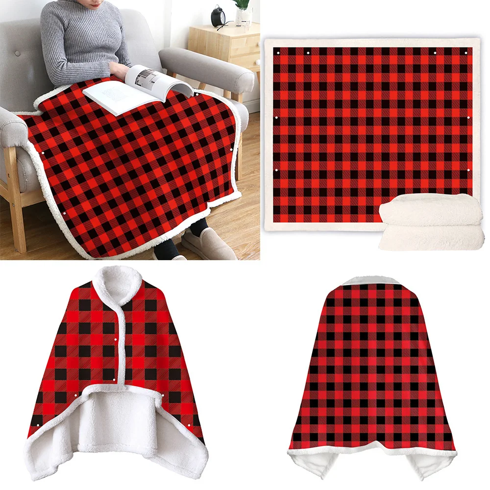 

3d Magic Blanket Wearable Cape Lazy Blanket Double Layer Blanket Lattice Series Women Poncho Ladies Poncho Cape