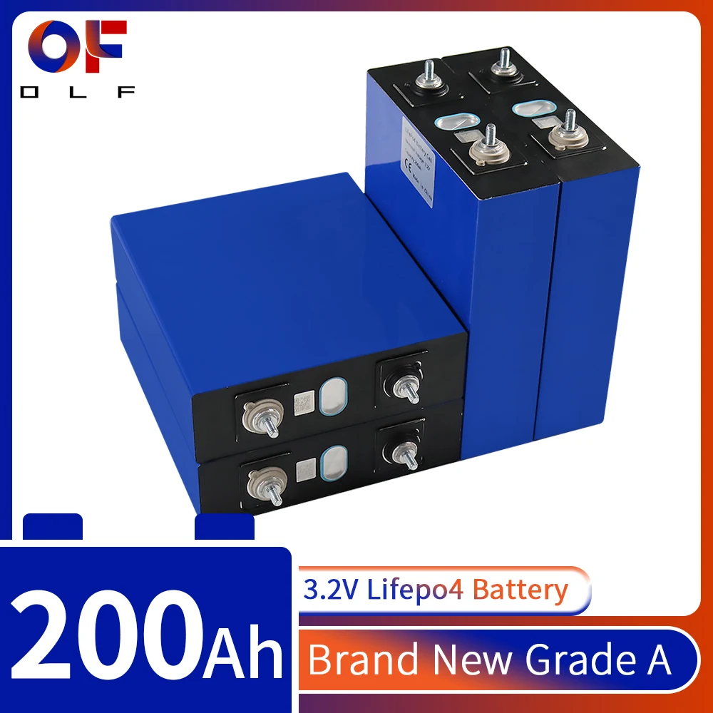

1-32PCS Lifepo4 Rechargeable Battery 3.2V 200AH Grade A Lithium Iron Phosphate Cells for 12V 24V 48V Boat Golf Cart RV Forklift