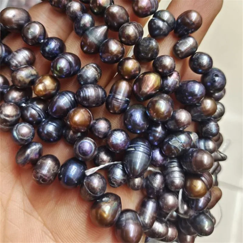 

1 String Cultured Freshwater Pearl Strings 40CM Length 6-7MM Rice Shape Top Drilled Hole For Women's Necklace Making Findings