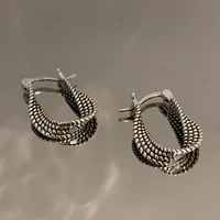 vintage punk geometric link chain earrings for women stainless steel silver color creative twist earring winding jewelry gift