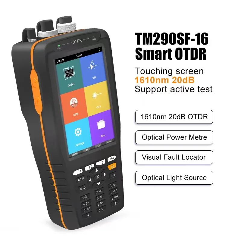 

Mini Smart OTDR SM 1610nm 20dB OTDR TM290SF-16 with VFL OPM OLS Touch Screen OTDR Measure distances 60km