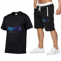 2022trapstar summer new mens t shirt shorts set mens brand printed casual fashion cotton short sleeve t shirt set