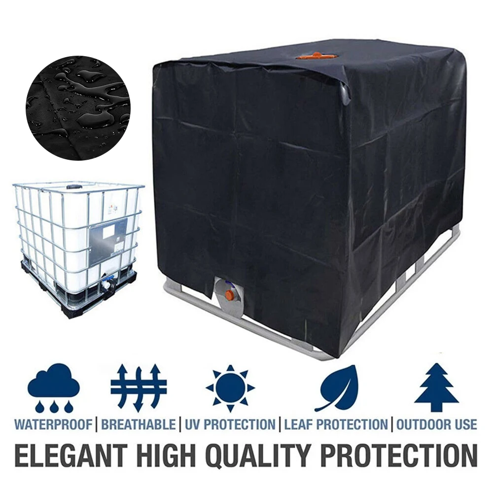 

Black Ibc Water Tank Protective Cover 1000 Liters Tote Outdoor Waterproof Dustproof Cover Sunscreen Garden Yard Rain Container