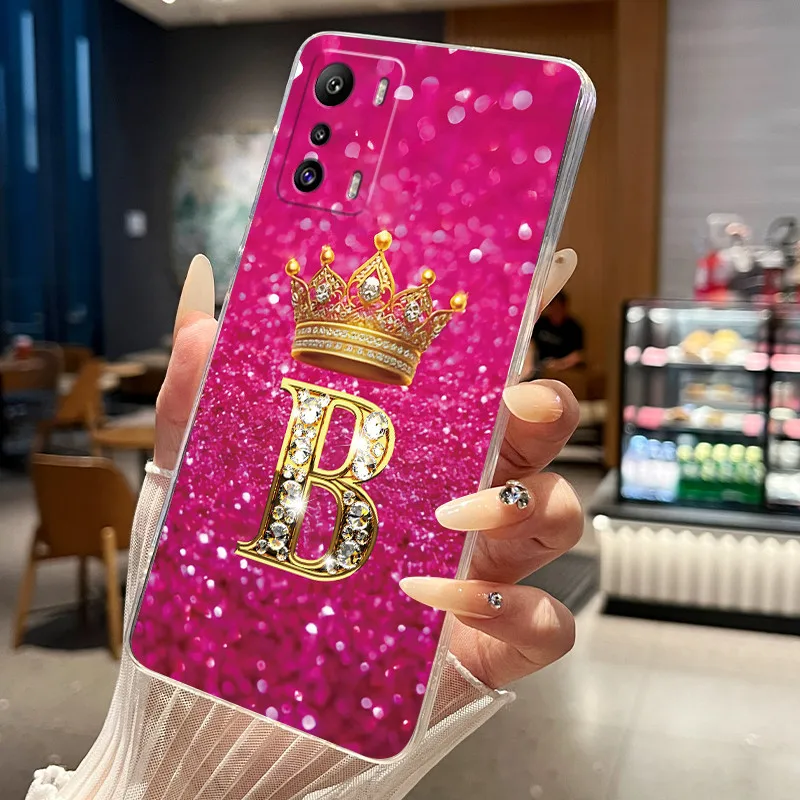 Чехол для Infinix Zero 5G 2022 X6815 X6815B, модный чехол с короной и инициалами, прозрачная мягкая силиконовая задняя крышка из ТПУ (art.: 3920da8e7a956) - 3920da8e7a956