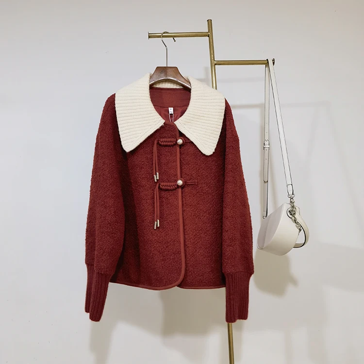 Shu W002-Модный кукольный воротник с заниженными плечами и рукавами повседневное