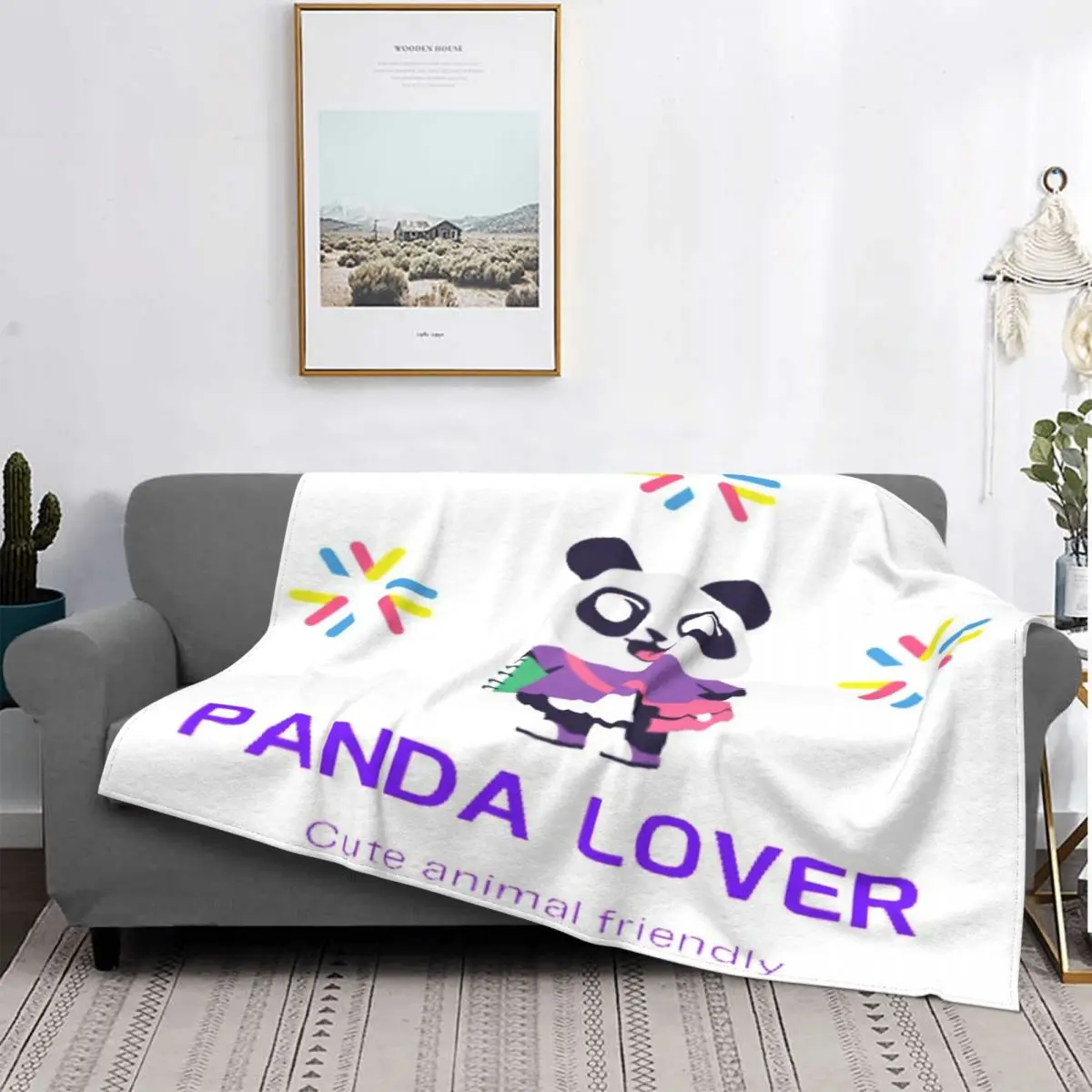 

Manta con estampado de Panda 70, para cama colcha a cuadros, 135, forro polar