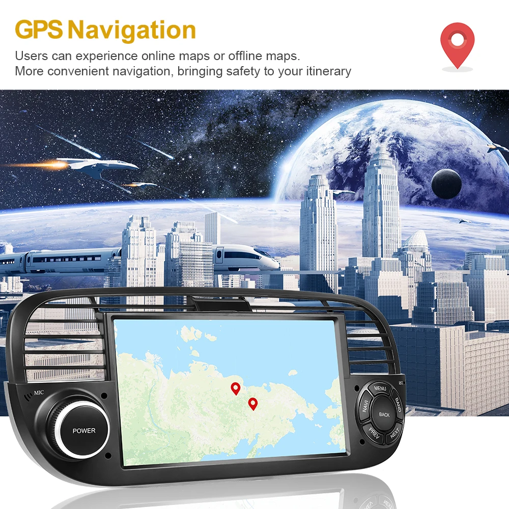 Автомагнитола Podofo 7 дюймов для FIAT 500 2010-2015 радио Android Авто Стерео DPS WIFI CarPlay