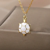 cute enamel turtle pendant necklace for women link chain choker dripping oil necklace simple party jewelry bijoux for child gift