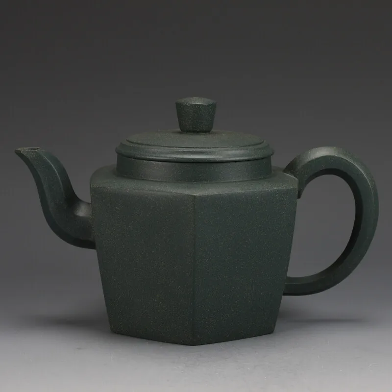 

Yin Fragrant Tea Yixing Purple Clay Teapot Wang Deming Handmade Raw Ore Dark Green Clay Hexagonal GD Pot 270cc