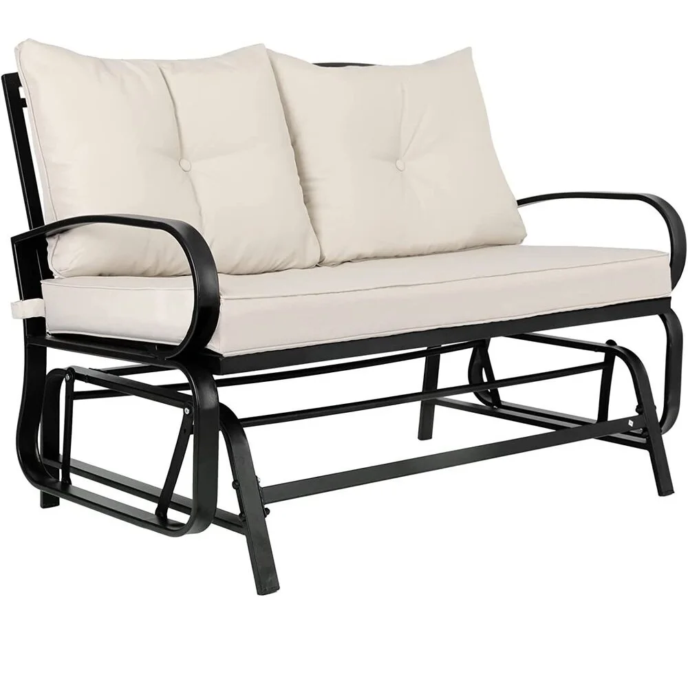 2-Person Outdoor Glider Bench Double Rocking Chair W/ Cushio