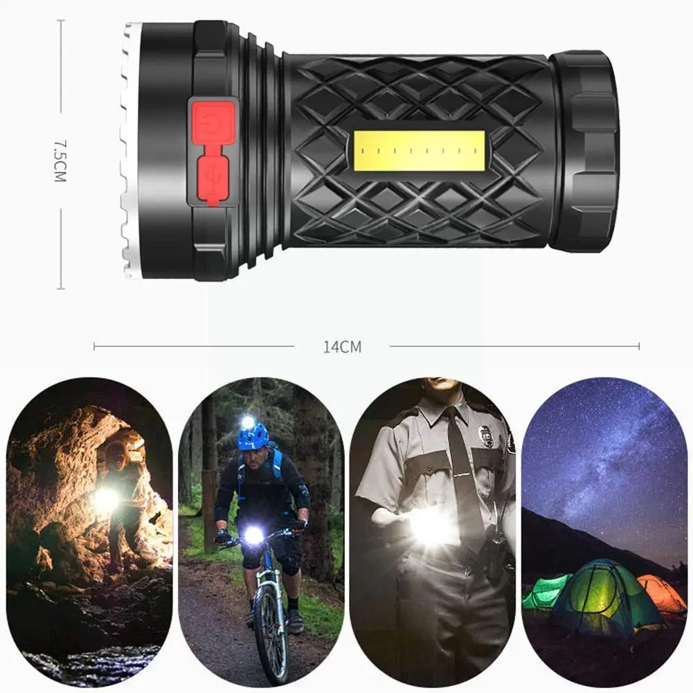 

Super Bright Flashlight Super Strong 7led Outdoor Home Strong Usb Cob Charging Side Waterproof Light Flashlight Portable Li B3y9