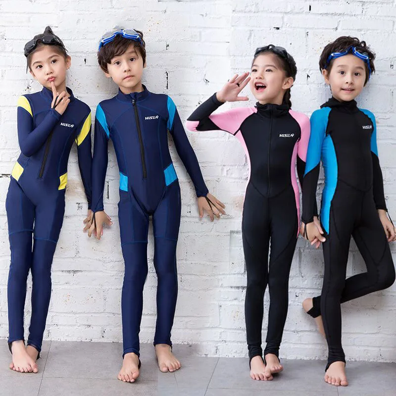 

2023 Children's Rash Guard Training One Piece Suit Kids Girls Boys Swimwear Bathing Long Sleeve Big Size Surf Teenage Junior Set