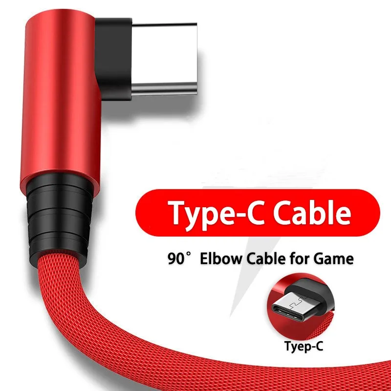

90 Degree Elbow Charging Cord for Game Type C Data Cable for Samsung Xiaomi Mobile Phone Accessories Fast Charging USB Cable