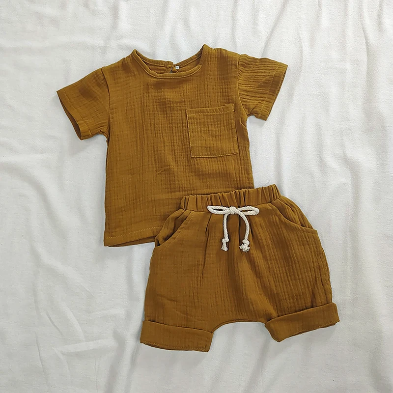 

Organic Cotton Baby Clothes Set Summer Casual Tops Shorts For Boys Girls Set Unisex Toddlers 2 Pieces Kids Baby Outifs Clothing