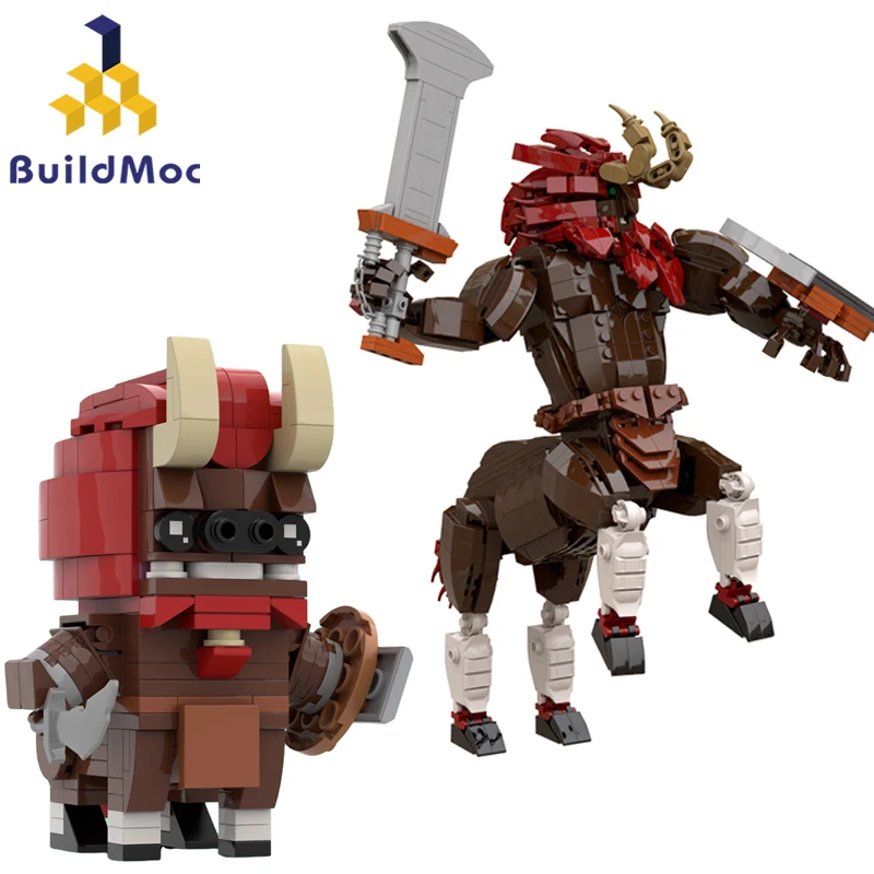 

BuildMoc Breath of the Wild Brickheadz Monster Centaurs Lynels Building Blocks Set For Horse Beast Kass Bokoblined Bricks KidToy