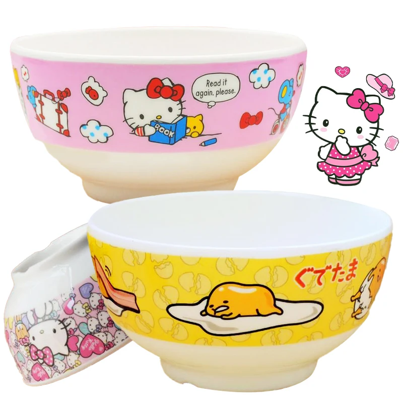 

Cartoon Hello Kitty Rice Bowl Kawaii Anime My Melody Kt Doraemon Melamine Tableware Bowl Noodle Salad Bowls Soup Bowl Kids Gift