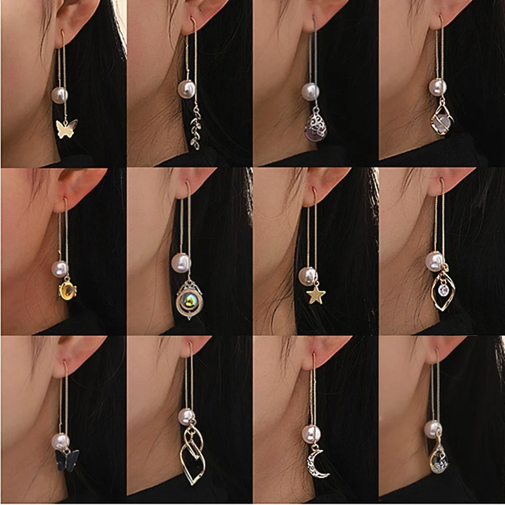 

New 2022 Jewelry Fashion Pearl Earline Butterfly Star Geometric Earrings
