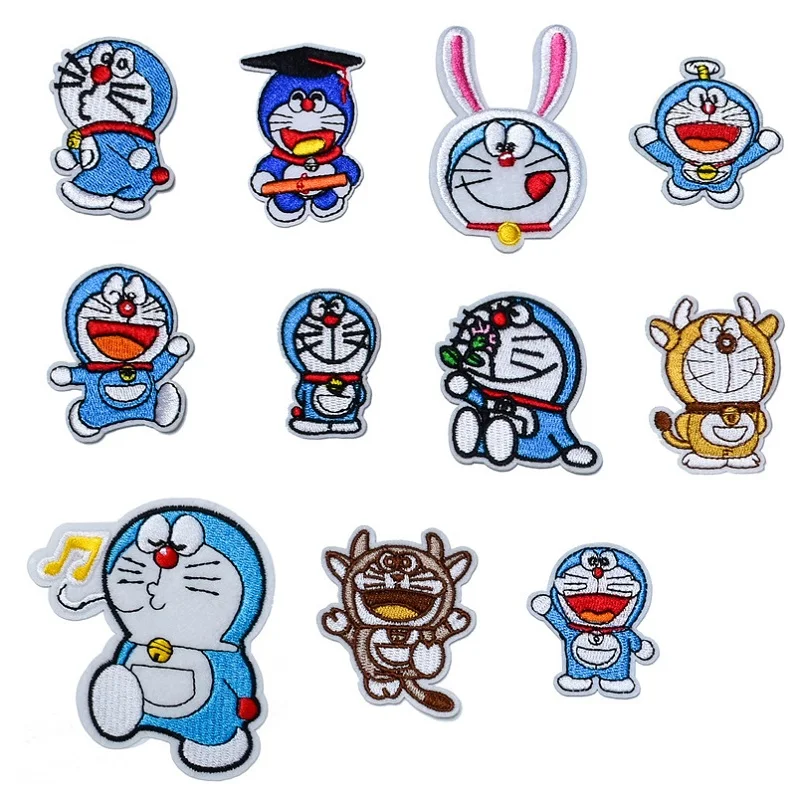 

11Pcs/lot Cartoon Patches Doraemon Movie Stars For on Clothing Children clothes Pants hat Backpack Diy Ironing patch Stickers