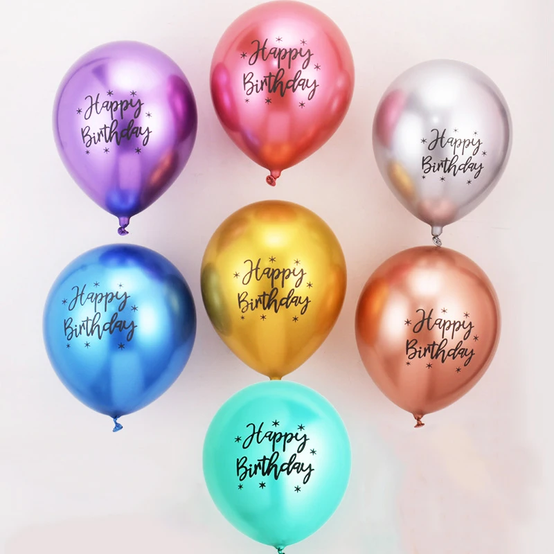 

10/20/30pcs 12inch Glossy Metal Pearl Latex Balloons Happy Birthday Printed Latex Balloons Helium Air Balls Globos Baby Shower