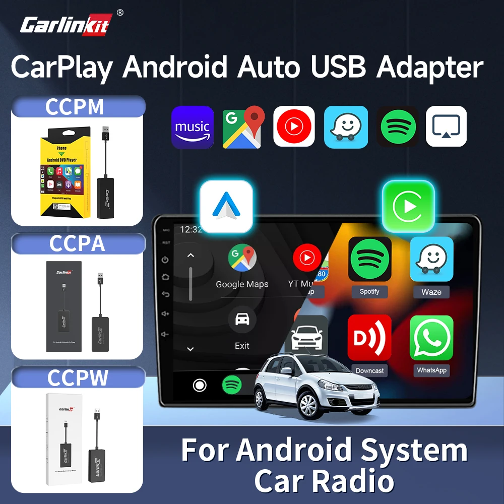 CarlinKit Android Auto CarPlay проводной и беспроводной USB-ключ Mirror Link разделенный экран Waze Spotify