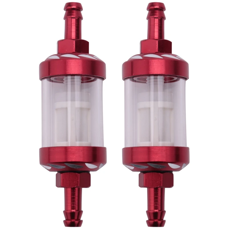 

2X Aluminum Alloy Glass Motorcycle Gas Fuel Gasoline Oil Filter Moto Accessories For Atv Dirt Pit Bike Motocross Red