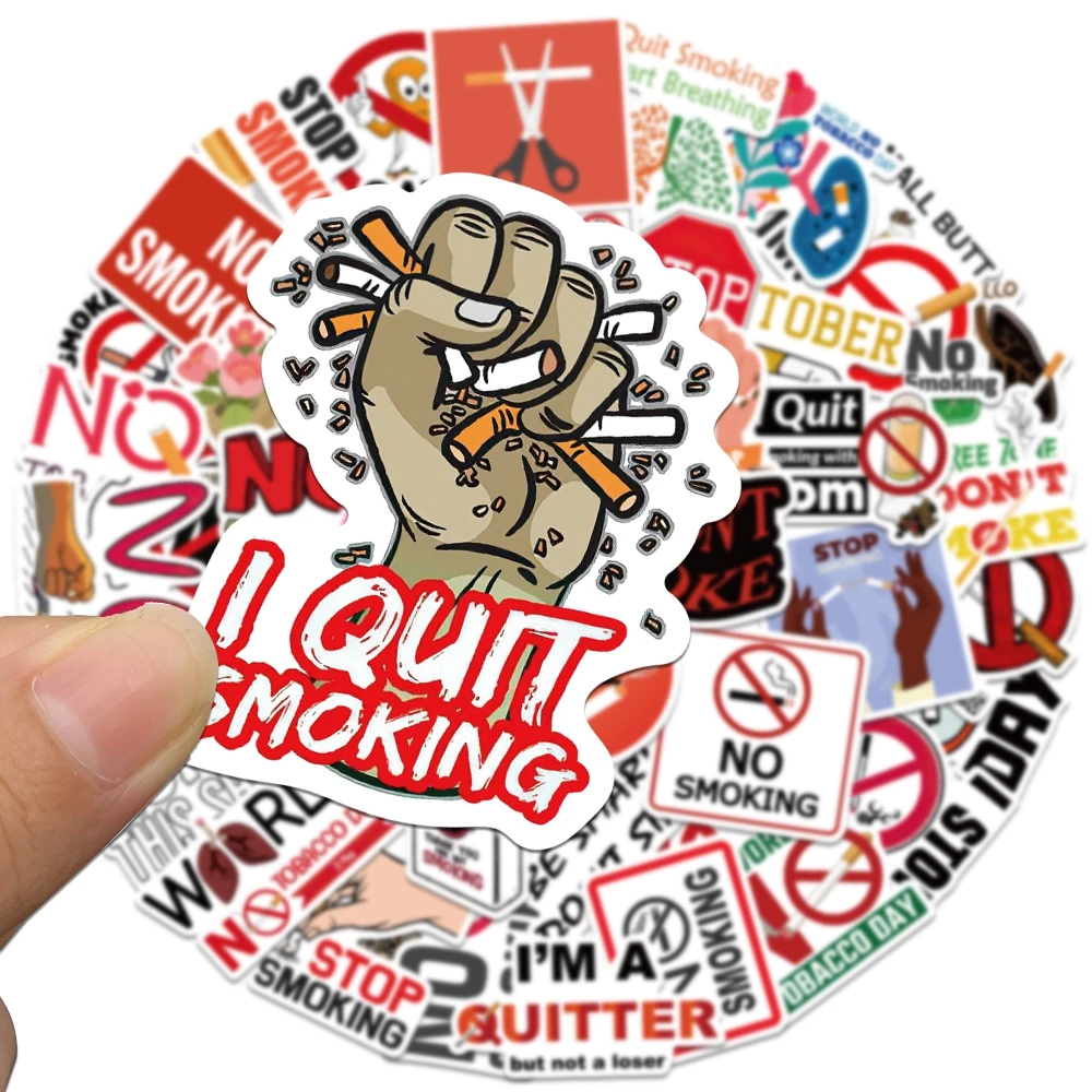 10/50PCS 5.31 World No Tobacco Day Smoking Sticker Perfect Cartoon Decal Stickers for Car Guitar Laptop Luggage Bike Kids Toy - купить по