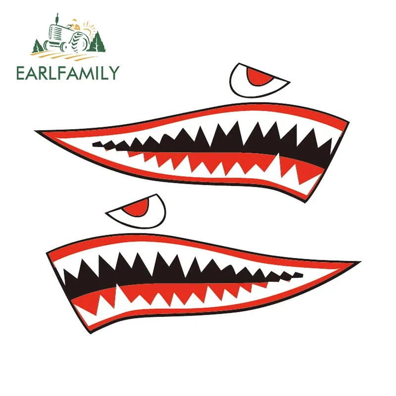 

EARLFAMILY 13 см для зубов акулы, мультяшная наклейка, водонепроницаемые автомобильные наклейки, граффити, украшение для мотоцикла для JDM SUV