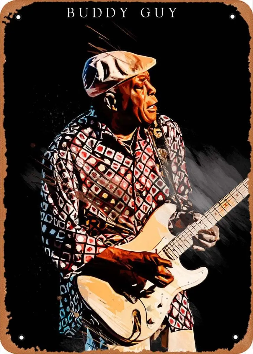 Buddy Guy Clssc Gutr Tn Sgns Mc Theme Vntge Metl Sgn Wll Декор для Brs Resturnts Cfe Pubs 12x8 nch