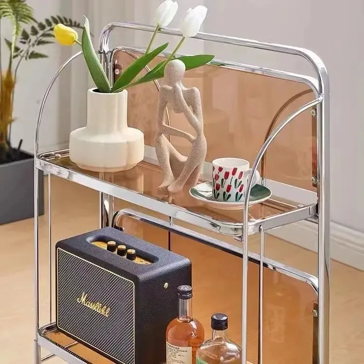 Прозрачная стеклянная тележка для столовой автомобиля домашняя кухня бар