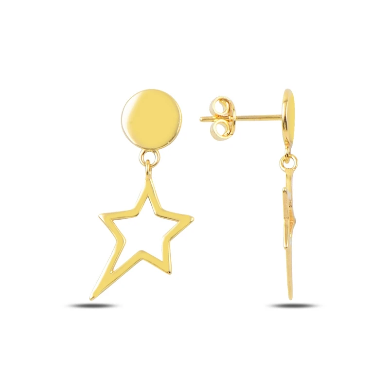 

Silver 925 Sterling Studded Hollow Star Earrings