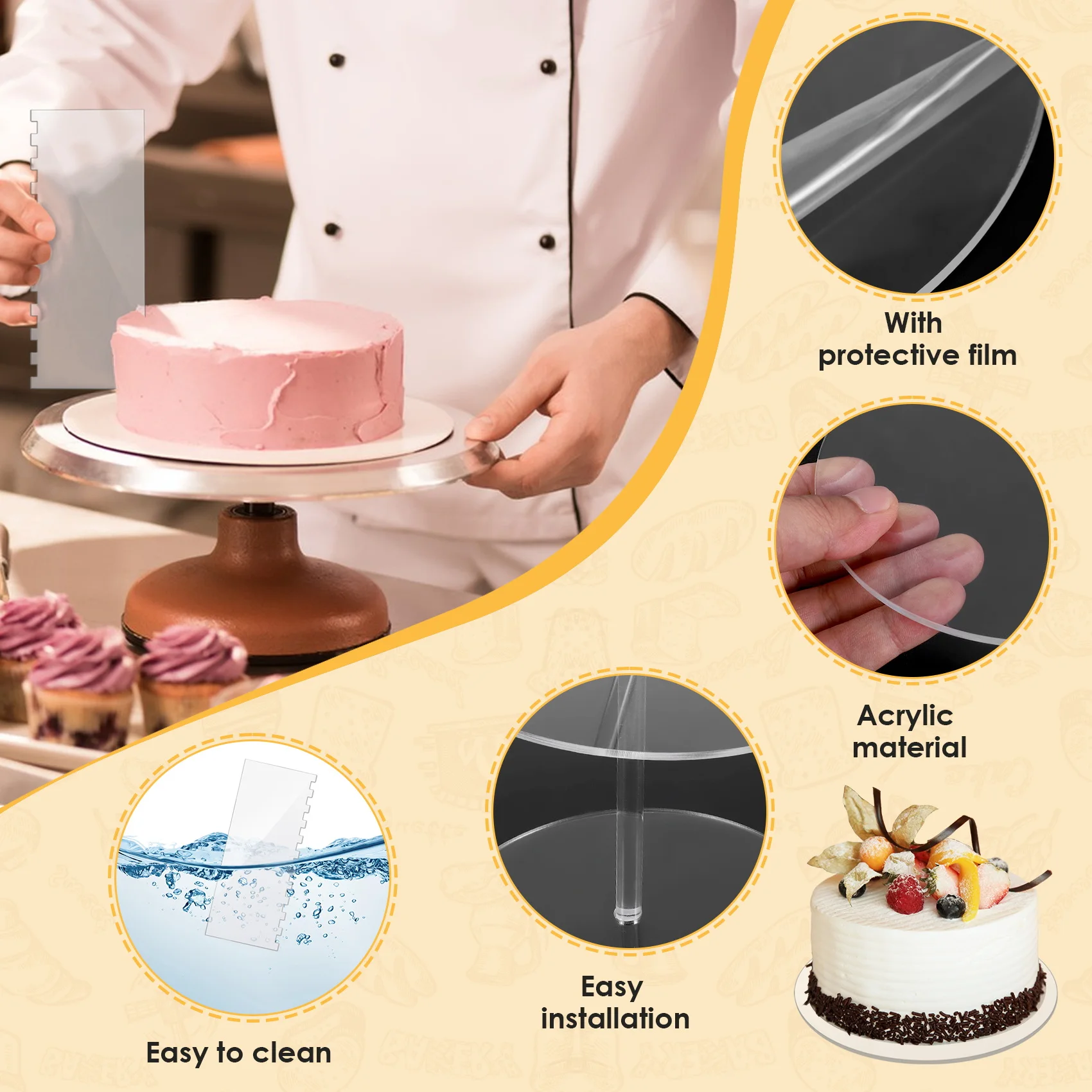 Набор акриловых круглых дисков для торта-стандартные доски торта с центральным