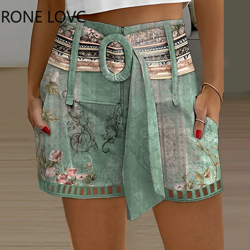 

Женские повседневные шорты с высокой талией, круглым вырезом и декоративными оборками, 2023