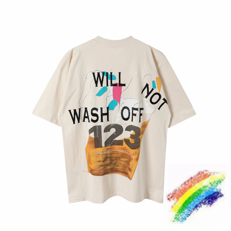 

Apricot Washed Palm Print RRR123 T Shirt Men Women T-shirts Oversized RRR-123 Tops Tee