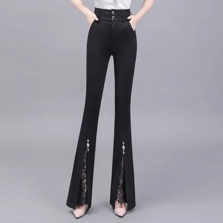 

Spring Autumn 2023 New Women Korean High-Waisted Casual Flare Pants Fashion Casual Female Solid Silm Long Trousers Tops D76