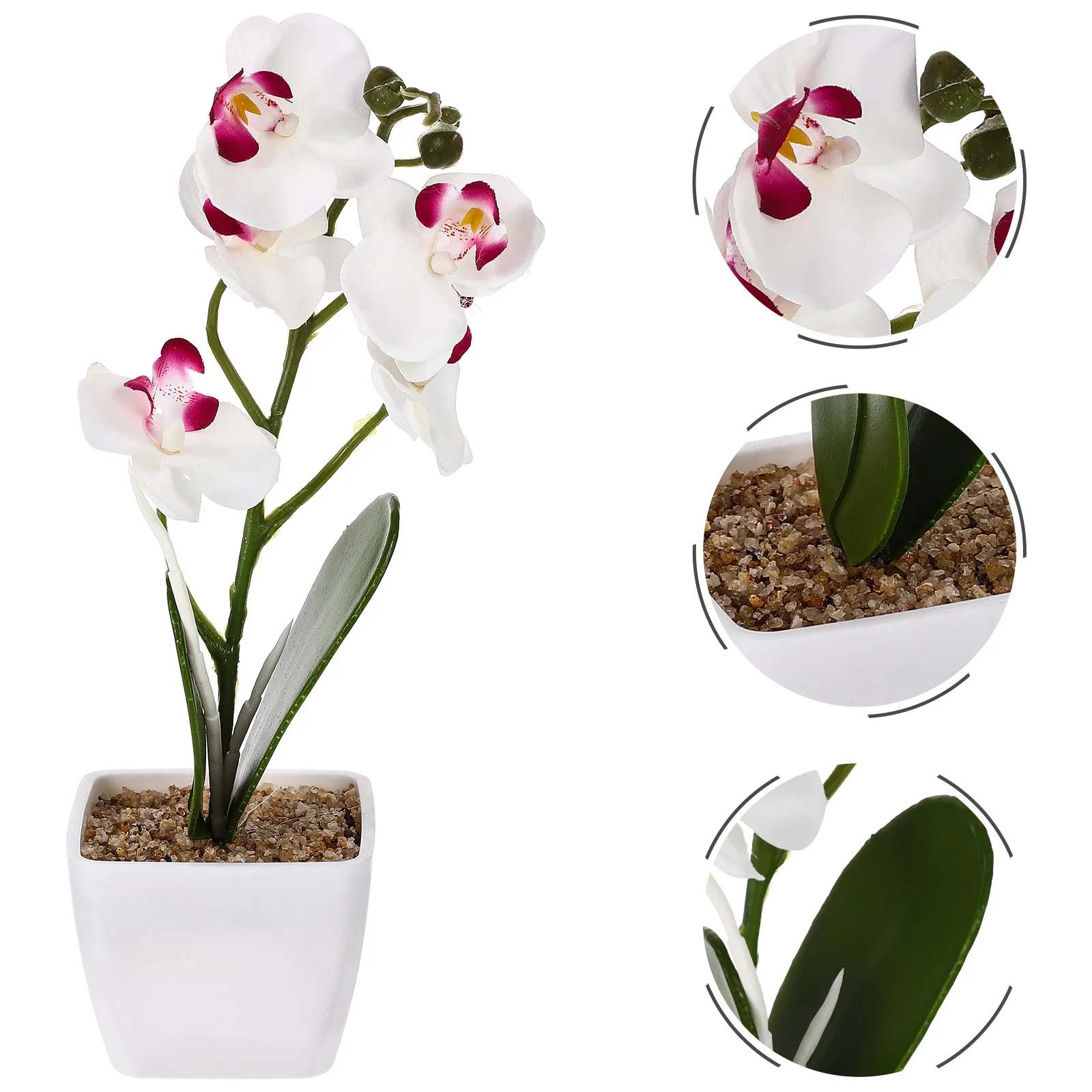 

Orchid Artificial Potted Flowers Flower Plate Phalaenopsis Faux Fake Bonsai Plantsashimi Decoration Sushi Silk Vase