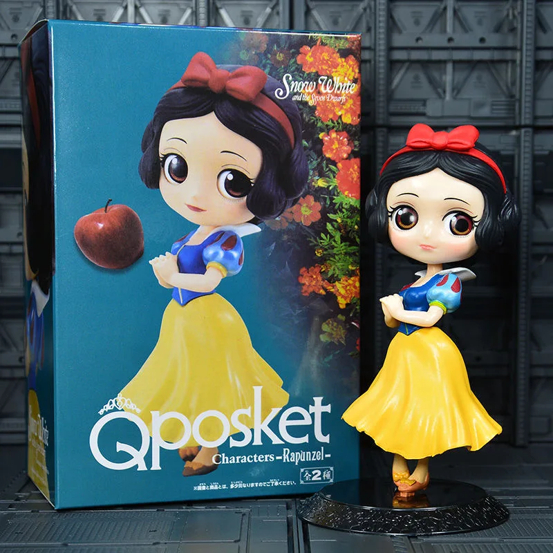 14cm Disney Q Posket Princess Snow White Jasmine Cinderella Sofia Ariel Mulan PVC Figure Model Toys Cake Model Dolls Gift