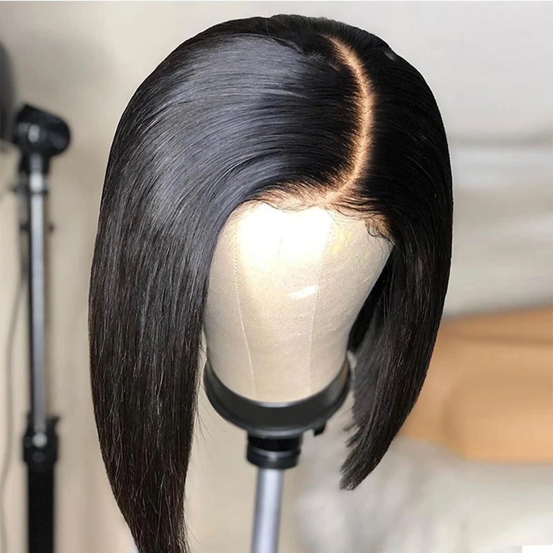 

150 Density Bob 13x6 Lace Front Frontal Wigs 13x4 Pre Plucked Brazilian Remy Straight 4x4 Closure Wig Black Women 13x1 T Part