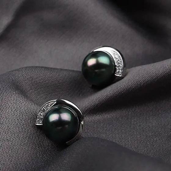 

Korea style New Fashion Natural Pearl Stud Earring for Women Silver Black Freshwater Pearl Jewelry for lady Gift High Quality