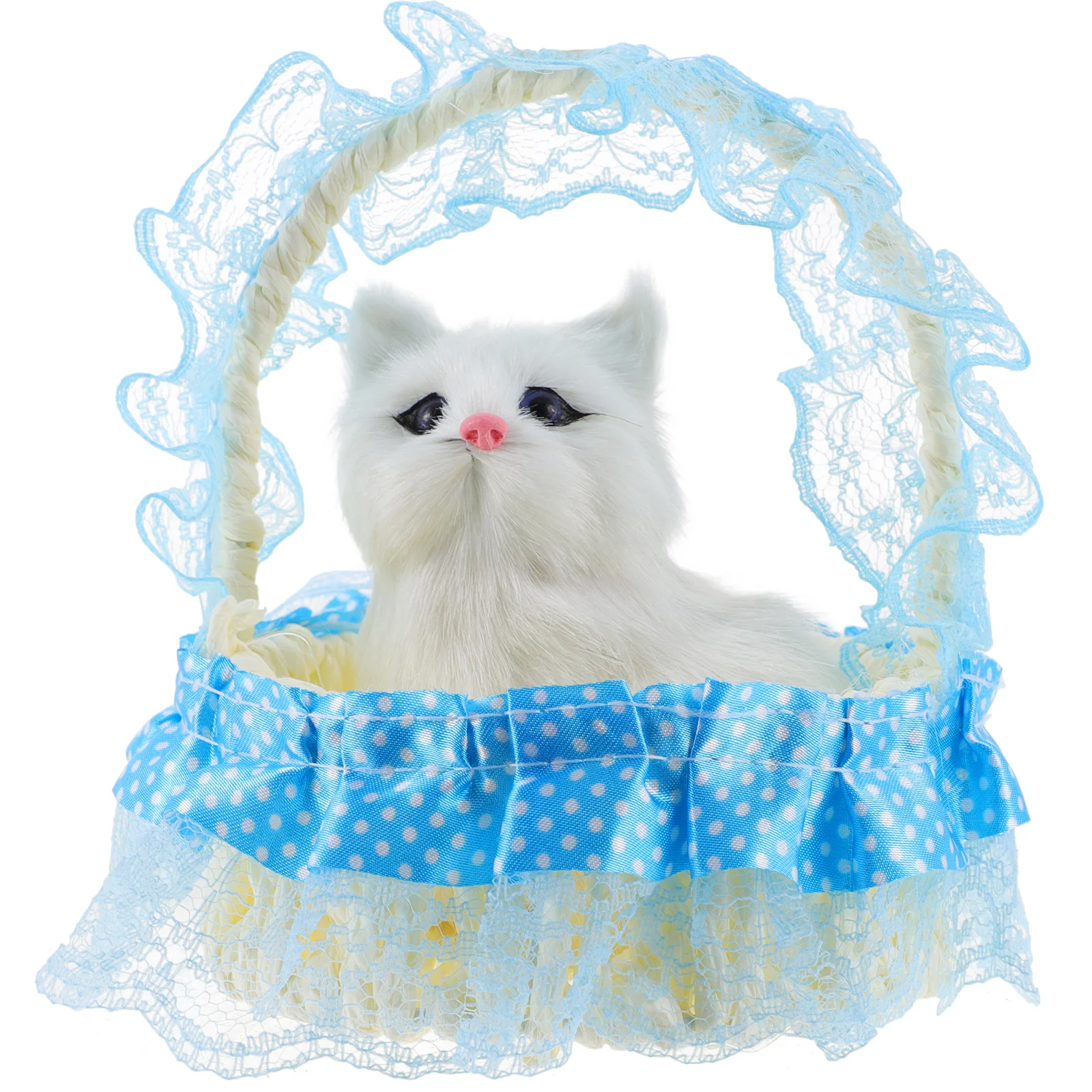 

1pc Weave Basket Simulation Cat Adornment Decorative Ornament Children Gift