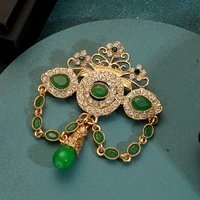 morocco trendy rhinestone brooches gold plating water drop muslim hajib pin arabic birdal jewelry brooches wedding gifts